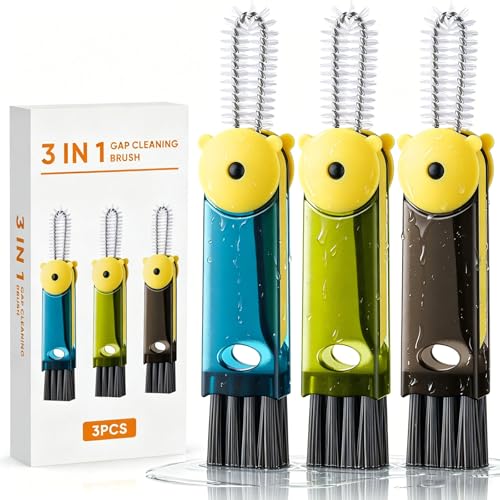 3 in 1 Cup Lid Cleaning Brush - Upgraded Version Cup Lid Brush with Packaging Box Suitable for All Types of Cups Bottle Gaps Portable Travel and Home Kitchen Multifunctional Cleaning Set (3pcs)