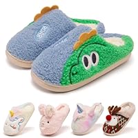 Guyarns Kids Slippers for Girls,Unisex Toddler Boys Slippers Christmas House Plush Warm Bedroom Shoes Indoor(Dinosaur,8.5/9 UK Child)