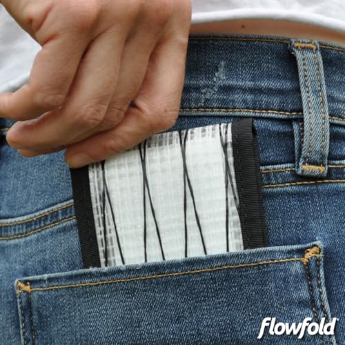 Image of Flowfold Vanguard Recycled Sailcloth Bifold Wallet | Slim and Durable with Cash pocket, Two Hidden Card Pockets and Two ID Windows | Holds 10-12 Cards | Minimalist Wallet Made in USA | White Sailcloth