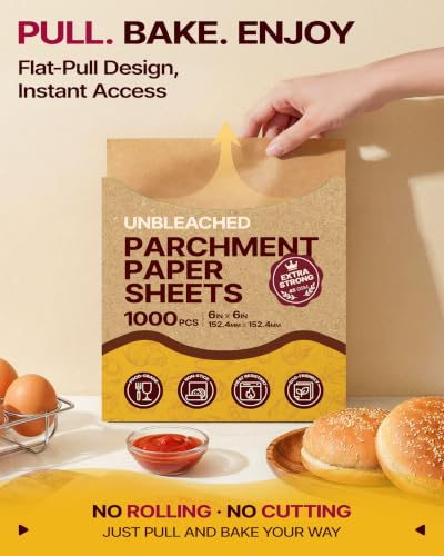 Image of Katbite Parchment Paper Baking Sheets, 1000 Pcs 6x6 Inch for Burger Patty