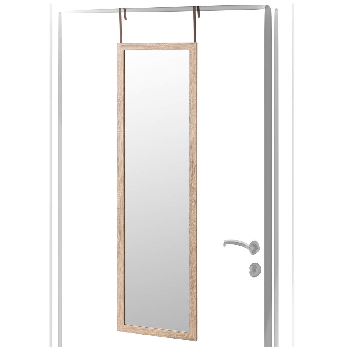 LOLAhome Espejo de Puerta Natural de Madera de 35x125 cm