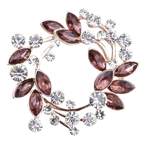 Image of Gyn&Joy Clear Crystal Rhinestone Floral Wreath Pin Brooch BZ005