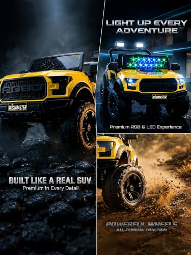 Image of Wishmaster 4x4 Driving EV Cars for 1, 2, 3, 4, 5, 6 Years | Remote + Steering + Mobile App Control | Kids Jeeps (Medium Size F-Raptor [1-8 Year Kids]