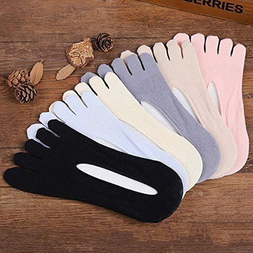 2/5 Pairs five toes breathable socks relief bunion pain, toes two fingers invisible non-slip female socks, for Spring Summer Autumn (Five colors mixed, 5 Pairs)