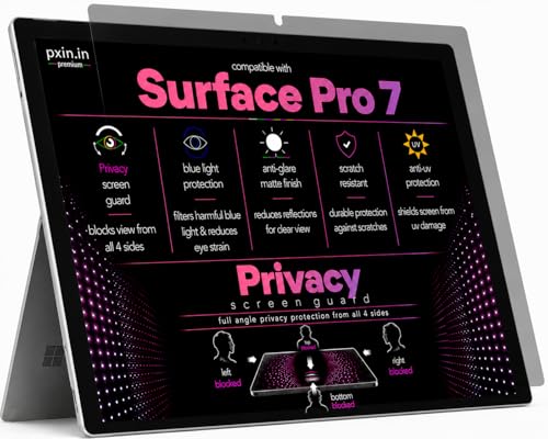 Image of Pxin 360 Pro Privacy Screen guard compatible with Surface Pro 7 | Anti Glare | Anti UV | Anti Blue | Anti Reflection | Privacy Filter | Unbreakable Build