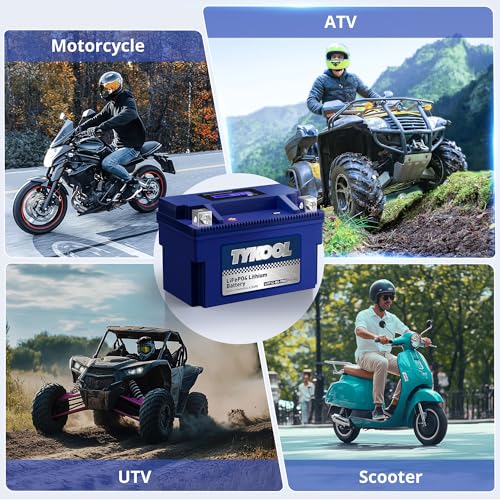 Image of TYKOOL LFP12-BS-PRO, 360CCA, 6Ah, LiFePO4 Lithium Motorcycle Battery,Replaces YTX12-BS, Digital Readout,Fits for Honda TRX250 Recon,Suzuki LT-F250 Ozark,BRP (CAN-AM) DS250 ATV,Polaris RZR UTV
