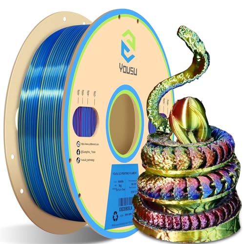 Image of YOUSU PLA Filament Triple Color Coextrusion Silk 3D Printer Filament 1.75mm for 3D Printer & 3D Pen, Multicolor PLA Rainbow Filament, 1kg(2.2lbs) Silk PLA Red Gold Blue.