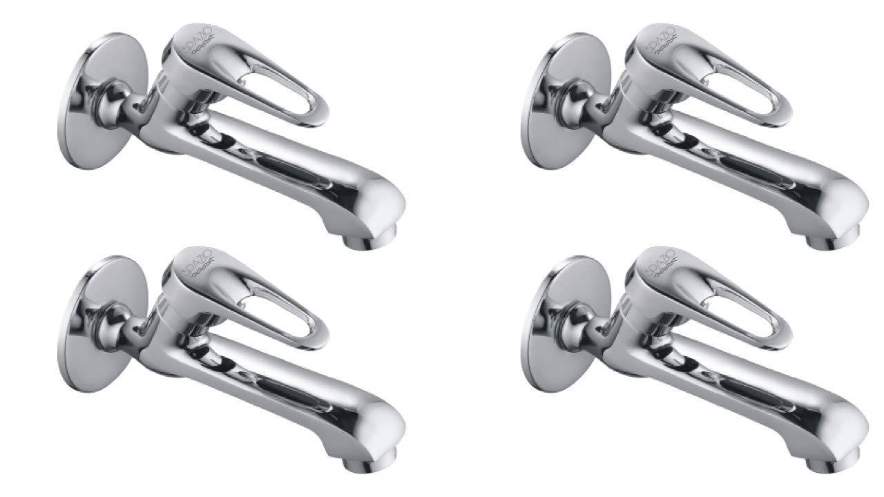 SPAZIO Hexa Brass Long Nose/Long Body Bib Cock Tap with Wall Flange for Bathroom/Kitchen - Pack of 4-image-34