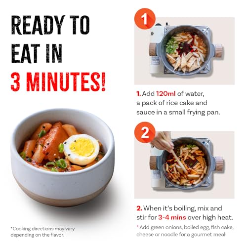 O’food Tteokbokki Variety Pack, Pack of 5, Instant Korean Rice Cakes, Authentic Spicy Street Food, Ready to Eat, No MSG, No Corn Syrup