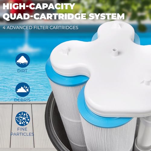 XtremepowerUS 425 SQ/FT Pool Cartridge Filter In-Ground Above Ground Swimming Pool and Spa Filter System (4-Pieces Filter Set) 2" Inlet/Outlet Fitting