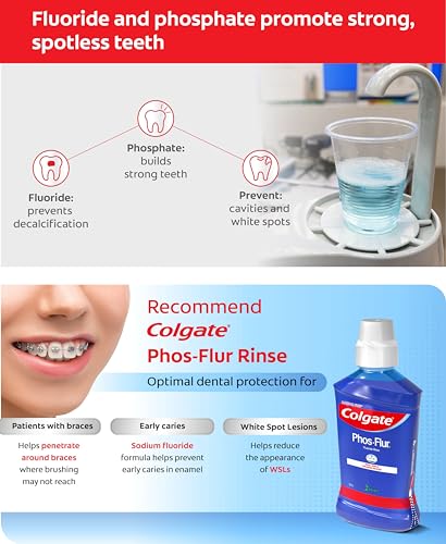 Image of Colgate Phos-Flur Fluoride Mouth Rinse, Mint Flavour, 500ml, Alcohol-Free, Ideal for Braces Pack of 2