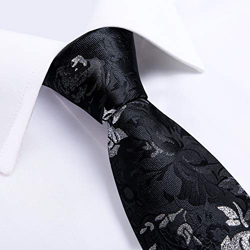 Image of DiBanGu Extra Long Tie for Men 63 inch XL Silk Necktie Set | Pocket Square and Cufflinks, Big and Tall, Jacquard Woven, Gift Box, Paisley /Plaid /Solid /Striped, for Weddinng Party Business
