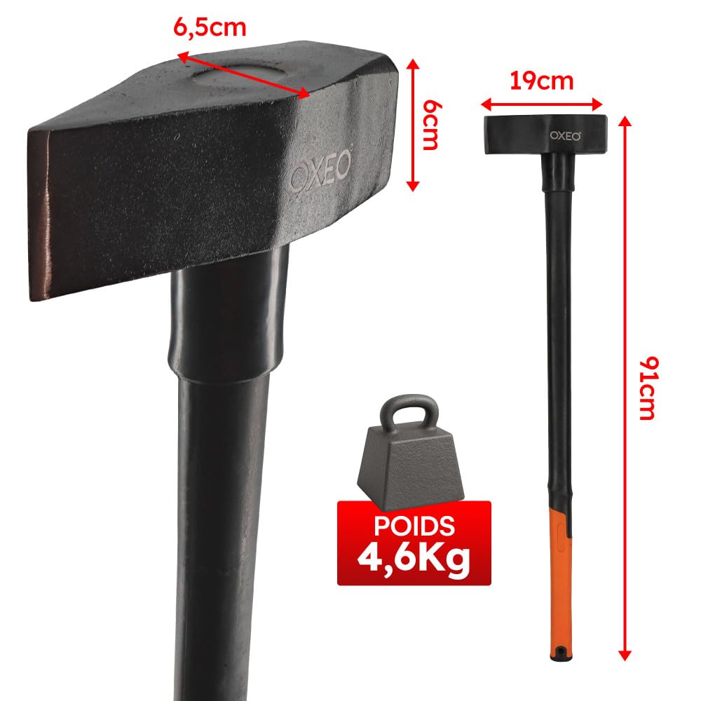 Kit fendeur de bûche Manuel Bois - 4 Outils - 2 Coins à Bois éclateur Acier forgé - 1 fendeur Grand Manche 4.6 Kg - 1 massette