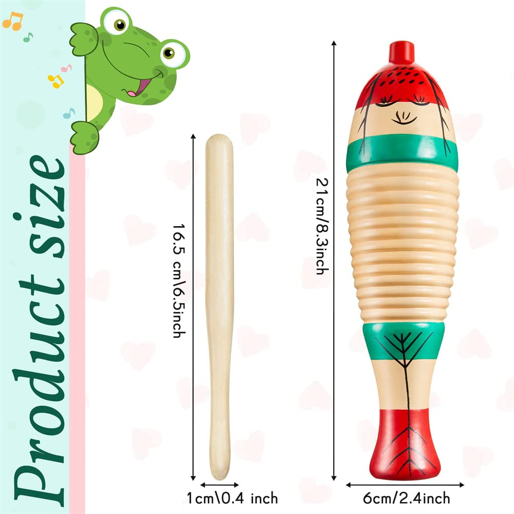 SYOSI 2 Pieces Colorful Fish Shaped Guiro Instrument Latin Percussion Musical Instruments Wooden Frog Instrument Musical Percussion Instruments for Adults Kids with Rhythm Sticks
