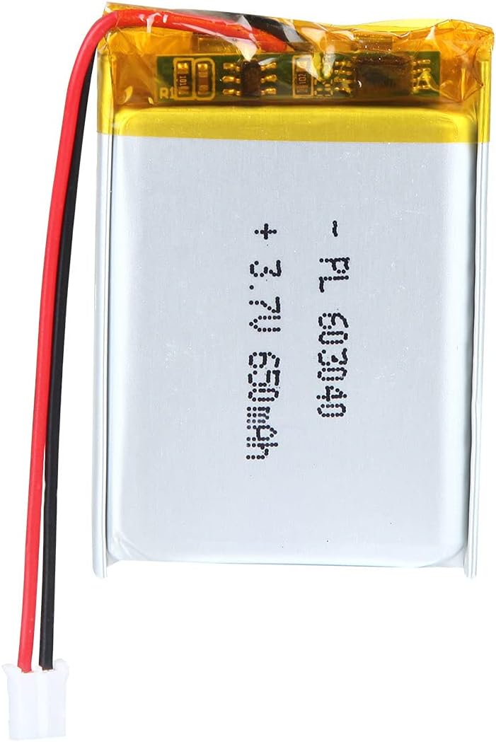 3.7V 650mAh Battery 603040 Lithium Polymer Ion Rechargeable Li-ion Li-Po Battery with 2P PH 2.0mm Pitch Connector