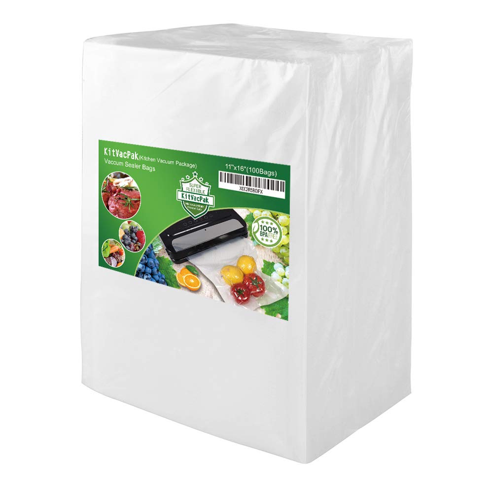 Bolsas selladoras al vacío de 100 galones de 11 x 16 para ahorro de alimentos con grado comercial, sin BPA, resistente. Bolsas de sellado al vacío compatibles con FoodSaver, Weston, sella