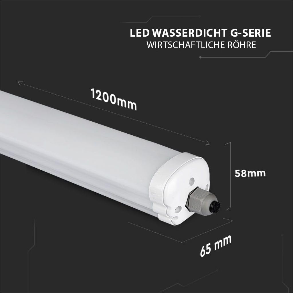 SET - Lámpara LED para ambientes húmedos, 120 cm, 36 W, 4320 lúmenes, blanco neutro 4000 K, IP65, lámpara LED de tubo, lámpara para sótano, lámpara para ambientes húmedos, lámpara de techo