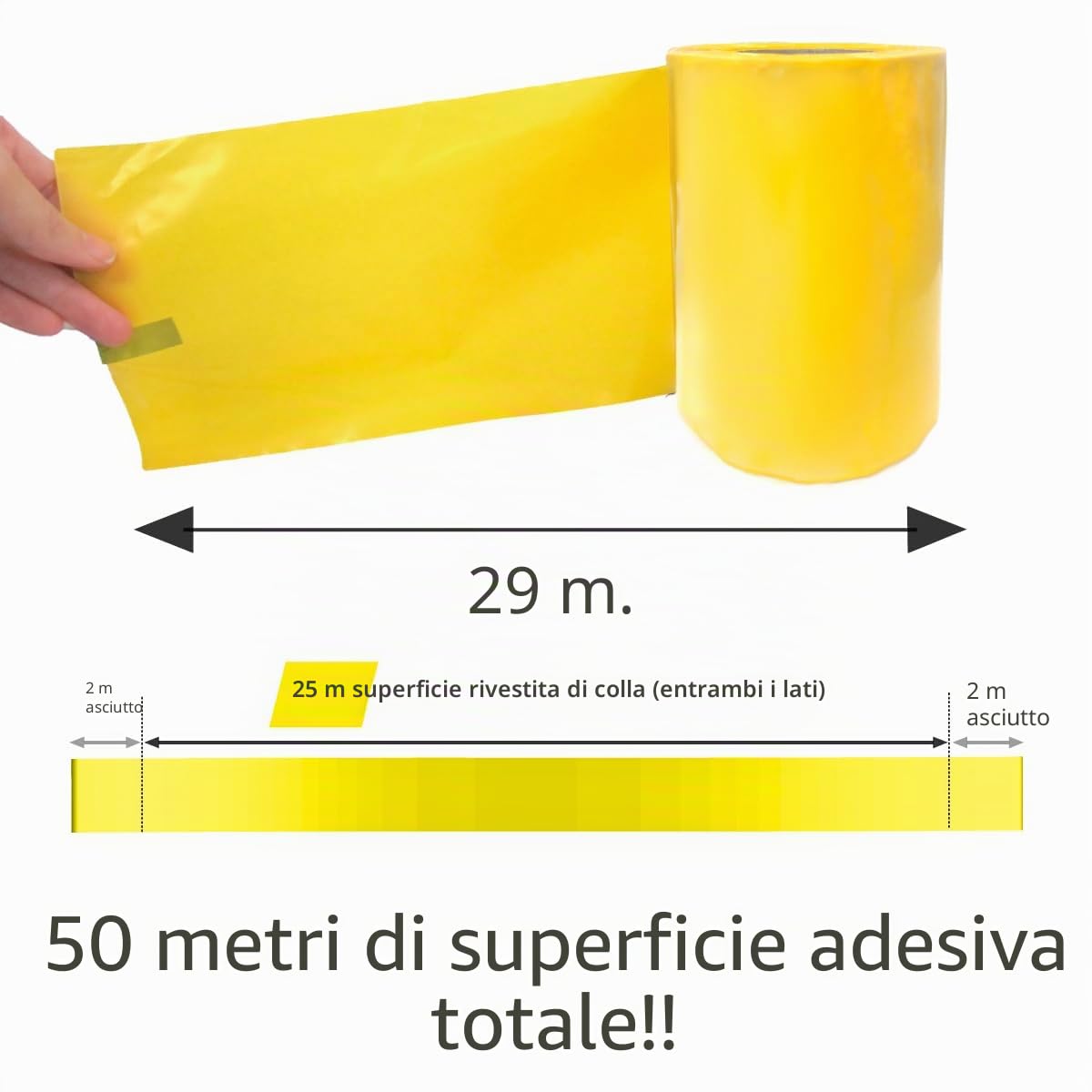 Rolltrap, rotolo con adesivo cattura insetti su entrambi i lati, 15,5 cm, lunghezza 25 metri.