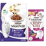 【おまけ付き】モンプチ ドライ バッグ５種のフィッシュブレンド(まぐろ・かつお・鯛・サーモン・小魚味) 600g + クリスピーキッス シーフードセレクト30g【Amazon.co.jp限定】