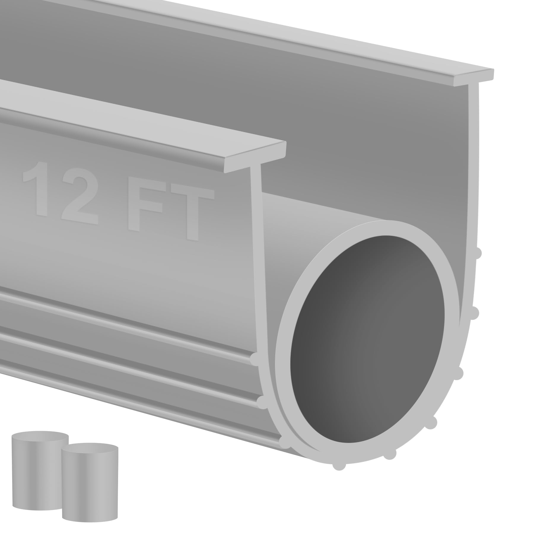 MYFAMIREA Garage Door Seals Bottom Rubber 12FT Weather Stripping Seal Kit Flexible Weatherproof Threshold Seal Strip Replacement Gasket Bottom for Garage Door, 3 3/4'' Width with 5/16'' T End, Grey