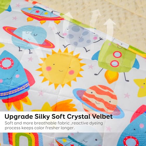 Image of Sivio Minky Dotted Weighted Blanket, Super Soft Crystal Velvet Reversible Heavy Blanket with Cute Cartoon Patterns, 5 lbs, 36x48 Inch, Pink Unicorn