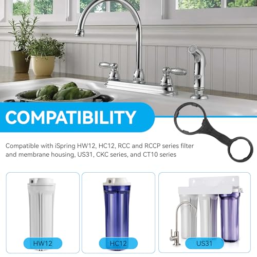 Image of Magluv AWR2 2-in-1 Water Filter Housing Wrench Replacement for iSpring HW12, HC12, RCC,RCCP, US31, CKC, CT10 Reverse Osmosis Pre-Filter Housing and RO Membrane Canister Wrench