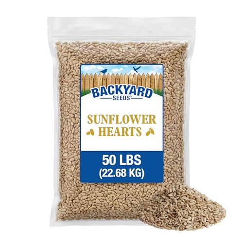 CountryMax Coarse Sunflower Hearts for Birds 50lbs - Premium No-Shell Bird Seed for Outside Feeders, Large Bag of Wild Bird Food