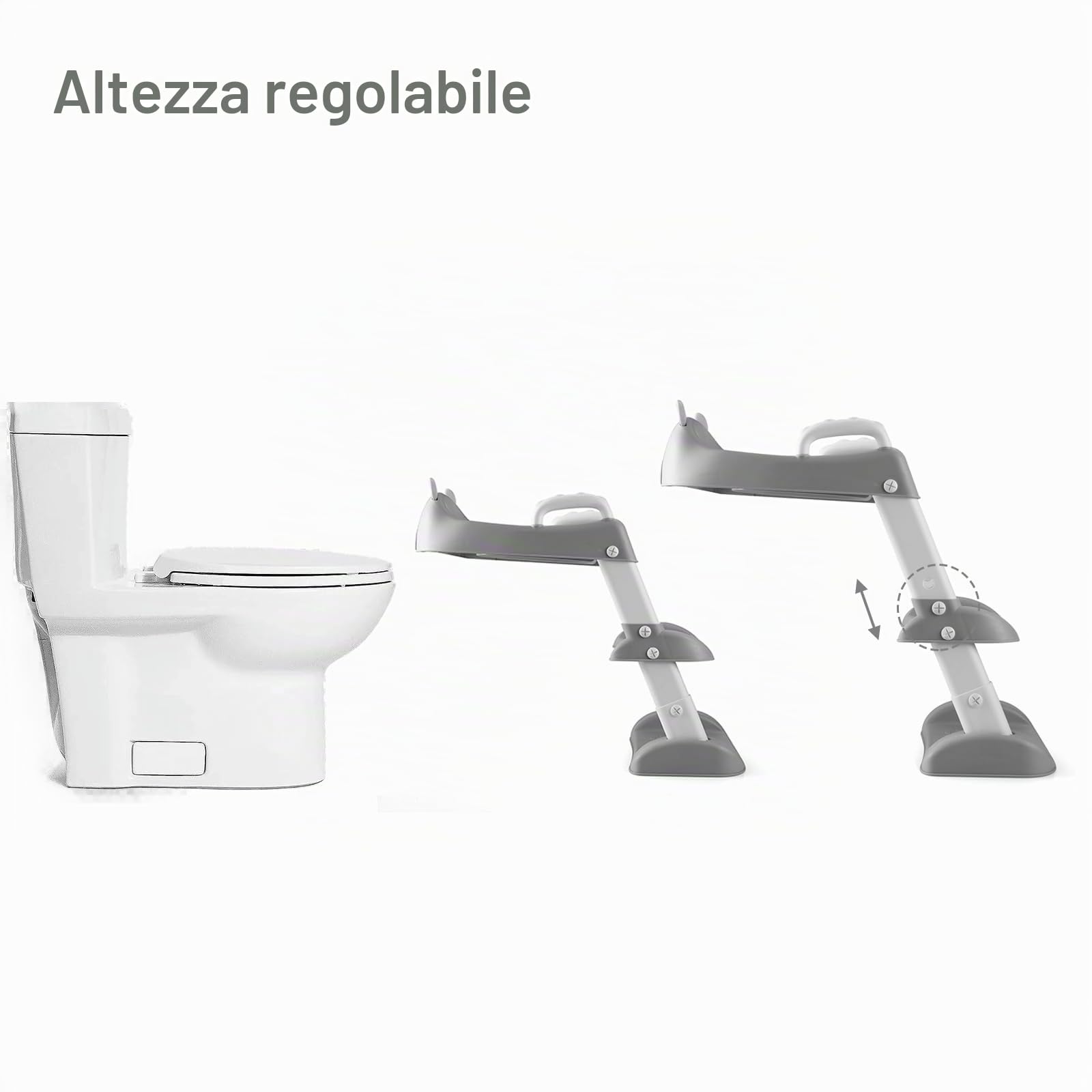 PandaEar Sedile WC con Scaletta per Addestramento al Vasino, Sedile Comodo e Sicuro con Gradini Antiscivolo per Bambini, Ragazzi e Neonati (Grigio)