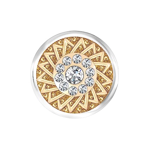ANDANTE Chunk Click-Button Druckknopf (Goldene Blume) für Chunk-Armbänder, Chunk-Ringe, Chunk-Schlüsselanhänger und andere Chunk-Accessoires + Organzasäckchen
