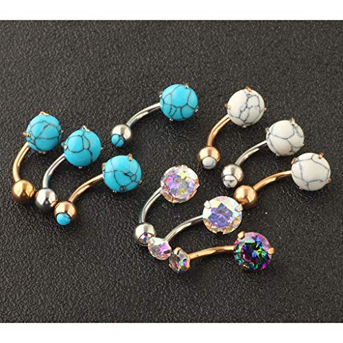 kowaku 10 Peças de Zircão de aço Piercing Joias Bola Lábio Língua Barra Anel Halter