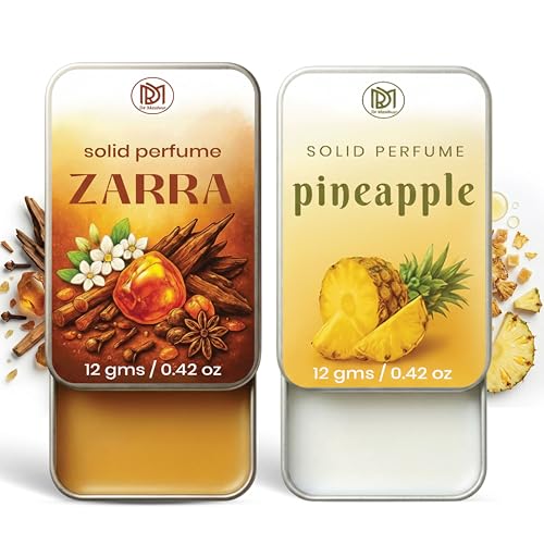 Image of Dr.Mashur Solid Perfume |zarra&pineapple Alcohol Free Wax Perfume Balm, Long Lasting | Pocket Tin 12g, Pack Of 2| Non Greasy Smooth Glide, Travel Friendly Men And Women