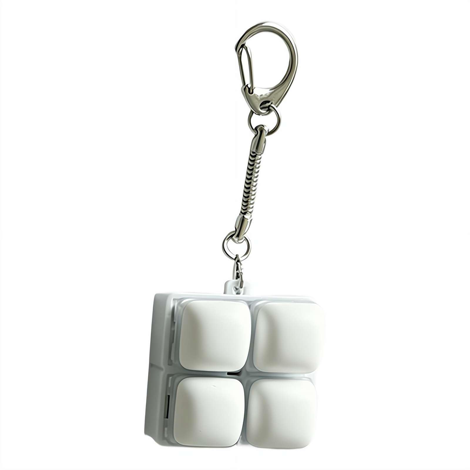 Creamy Keyboard Fidget, Steamed Bun Shape Led Keyboard Finger Fidget Clicker Keychain Bag Charm Anxiety Stress Relief Keyring With Crisp Sound, Sensory Toys at Office School And Home (4 keys)