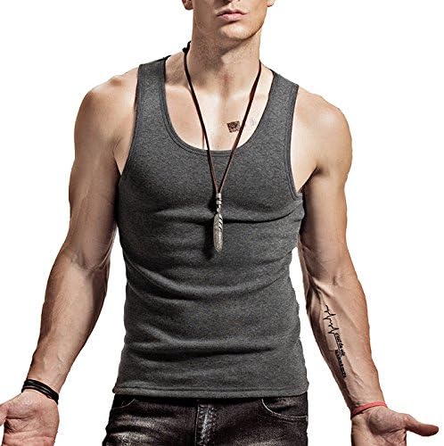 Amazon メンズ タンクトップ 厚手 ボア 素材 無地 タイト スリム ノースリーブ 袖なし ランニング カットソー Xl グレー タンクトップ 通販