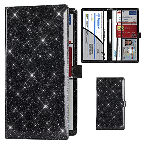 Image of TOURSUIT Car Registration and Insurance Card Holder, Glitter Black
