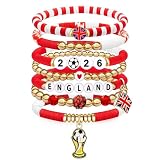NovaStl 2026 World Soccer Game Day Bracelet for Women Men Teens Soccer Beaded Stretch Bracelet Soccer Gifts Outfit Costume Accessories (ENGLAND)