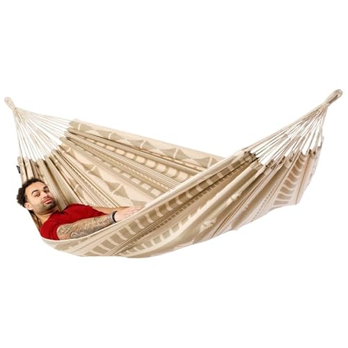 The Relax Company Hamaca para 1 persona – 100% algodón – 300 x 140 cm – Bruin, crudo – Soporta hasta 120 kg – para jardín, balcón e interior