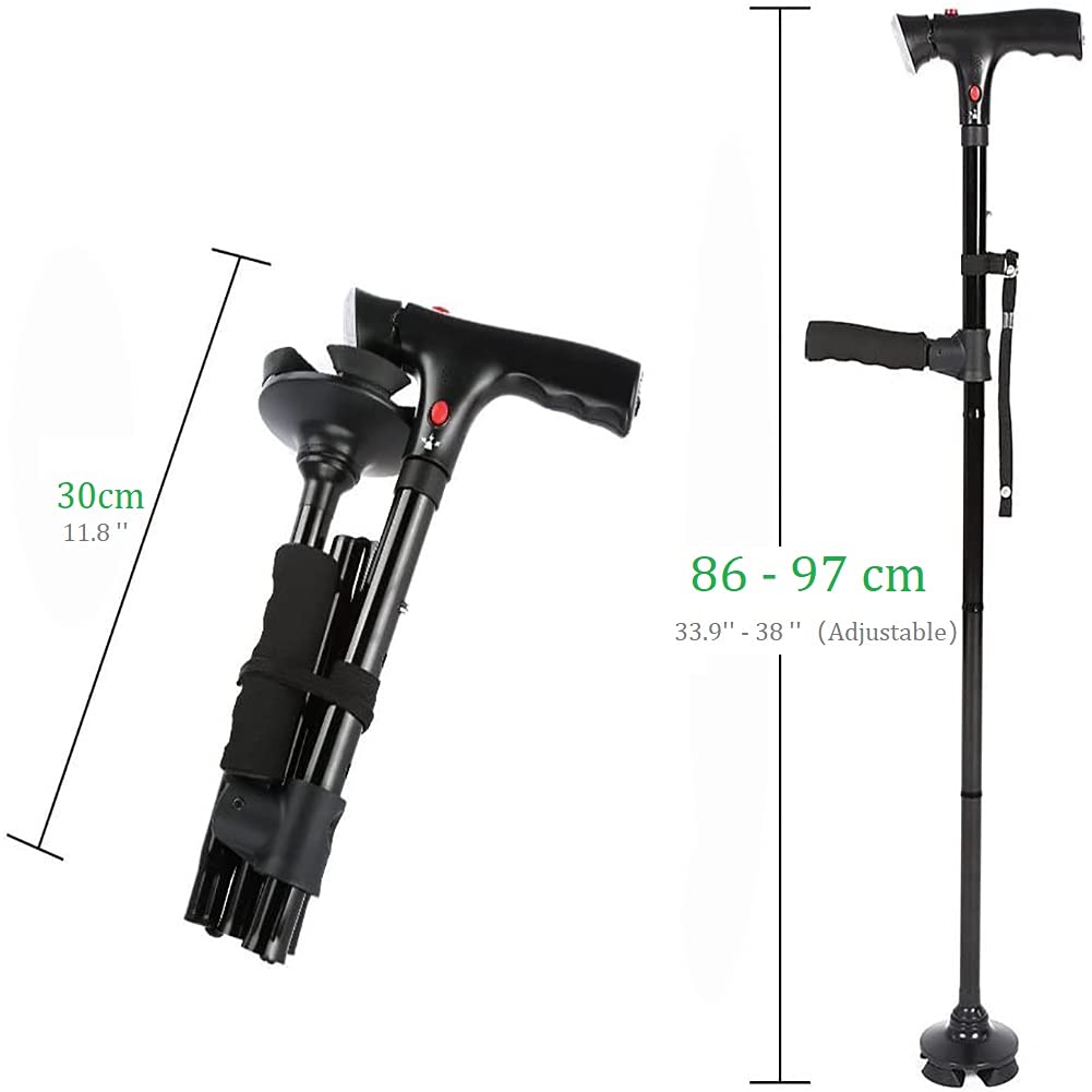Folding Cane With Led Light Adjustable Canes And Walking Sticks For 