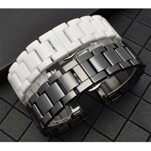 Nice Pies Ceramic Watch Band Universal Strap With Quick Release Pins Butterfly Buckle Deployment Clasp Bracelet (22Mm, A - White) #TOP5