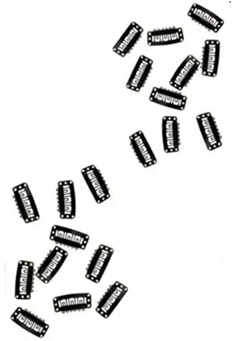 Imported 20 Pcs Hair Extension Snap Clips Wig Grips Medium Remy Clip In 32mm Black for Weft Wig Fringe Hair Extensions Hair Style Accessories Beauty Accessory for Women & Girls