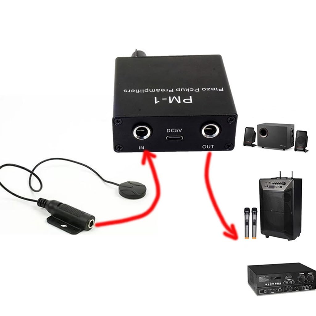 Preamplificatore Piezo Pickup Preamplificatore Batteria Ricaricabile Per Chitarre E Violini Con Tipo C Ricarica 6.35mm