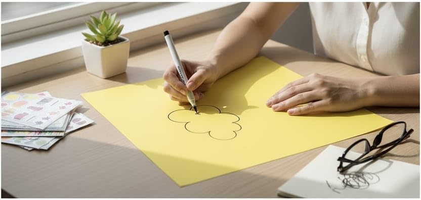 Image of SEJASCOLLECTIONS | Pack of 10 | Yellow, Smooth, A1, BIG / FULL Size, Chart / Pastel Sheets, Used in art and craft, collage, projects, posters etc. Plain / Unrulled, Size: 70x56 centimeters, 200 GSM thickness.
