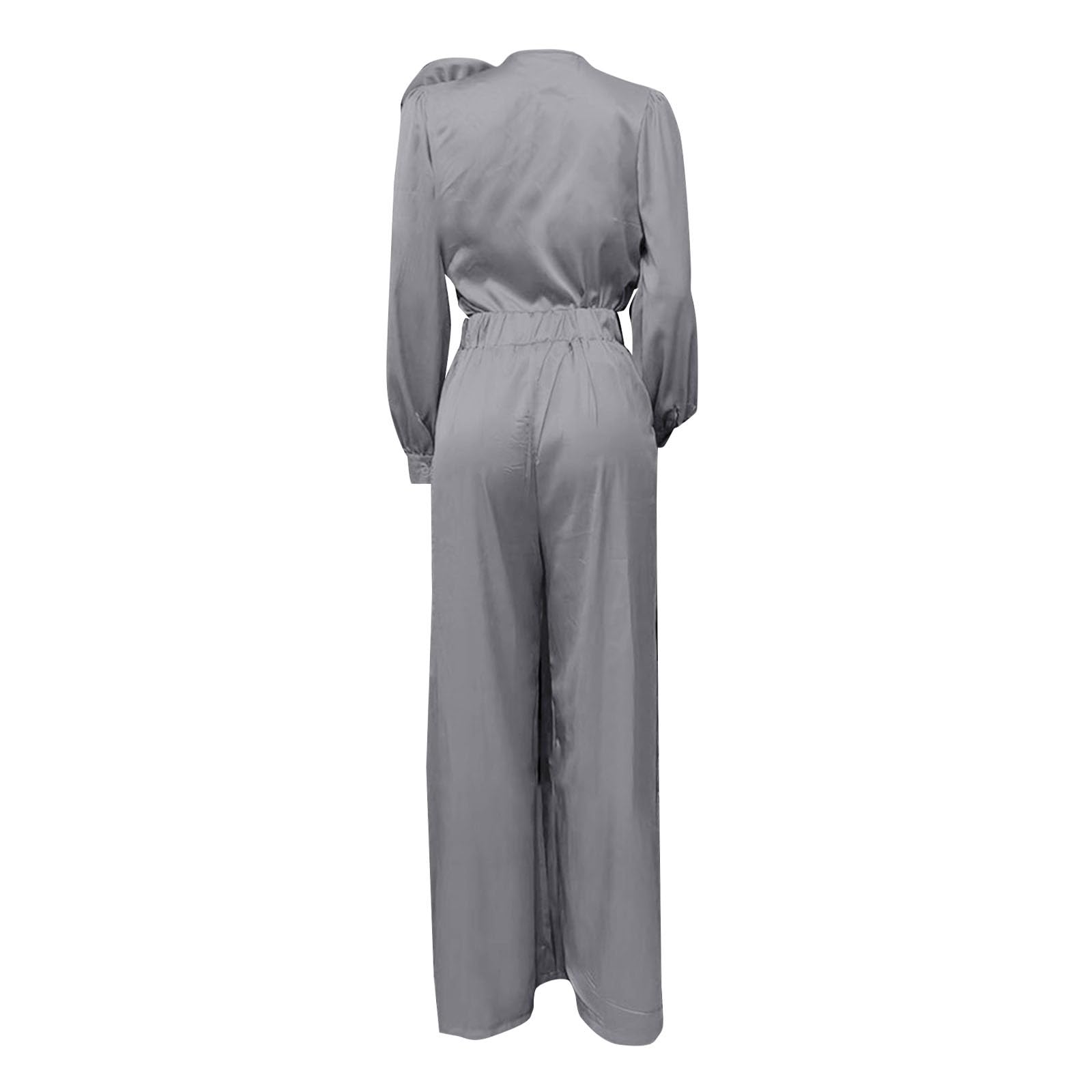 Zweiteiler Damen Elegant Festlich Eleganter Formeller Satin Mit V-Ausschnitt Für Partyoutfits Musselin Outfit Set Kostüm Festliche Hosen Jumpsuit Sommer Club Kleidung Ab 60 Lässiger