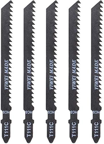 Utoolmart Jig Saw Blades Set for Wood T Shank 4 Length 3mm Pitch High Carbon Steel T111C Fast Cut Plywood Hardwood PVC 5pcs