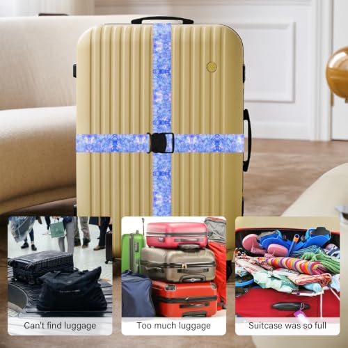Image of Luggage Straps for Suitcases, Travel Adjustable Belt with Quick Release Buckle, Heavy Duty Nylon Bag Packing Strap, Unique Bright Identifiers Business Travel Accessories (2 Pack) - Blue Sky