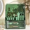 LINFIDITE Cosmetics Storage Box Transparent Clear Green and 360 Rotating Makeup Organizer