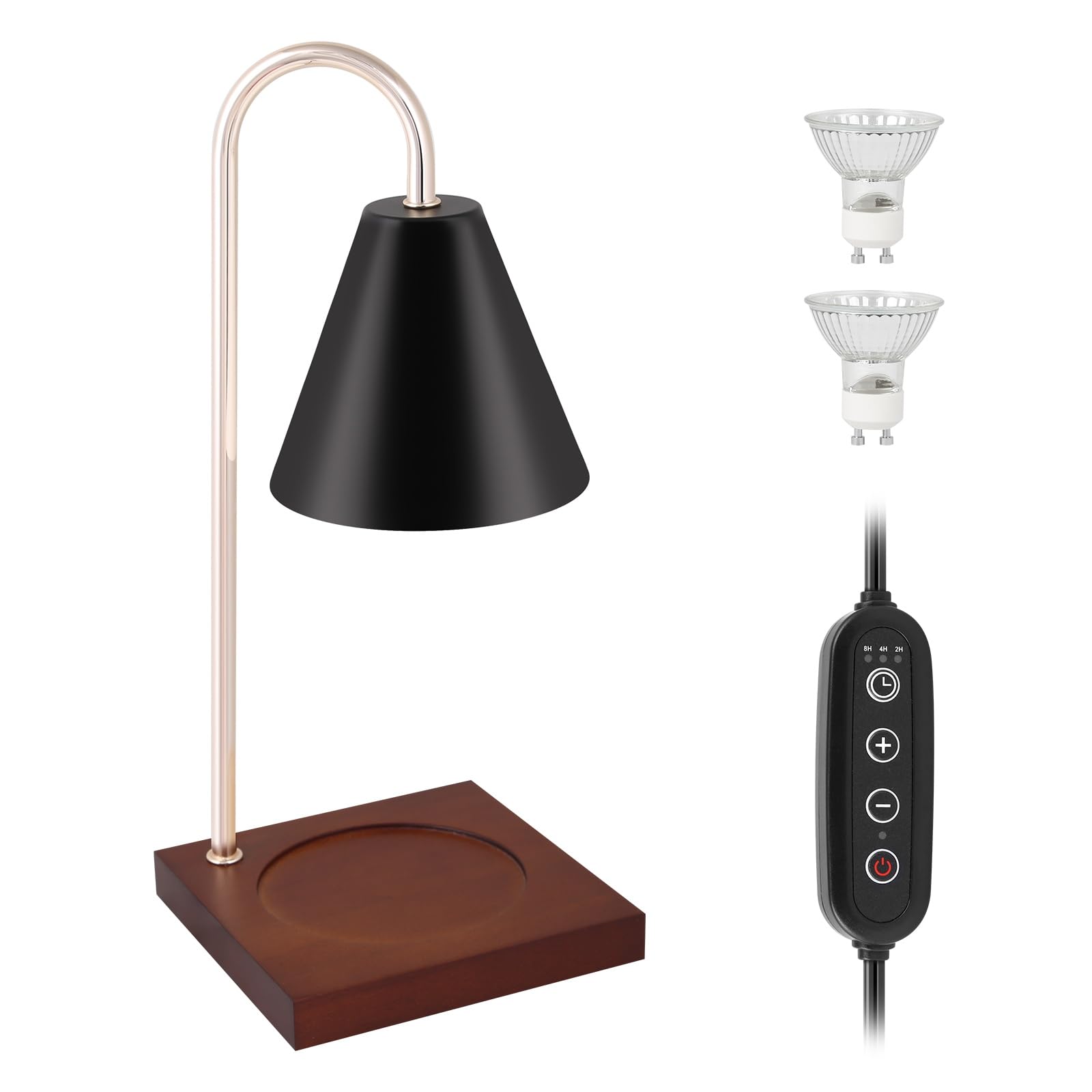CANMEIJIA Candle Warmer Lamp with Timer & Dimmable, Electric Candle Warming Lamps with 2 Bulbs, Vintage Candle Lamps for Home Decor, Bedroom, Jar Candles, Black Wax Melt Lamp for Women