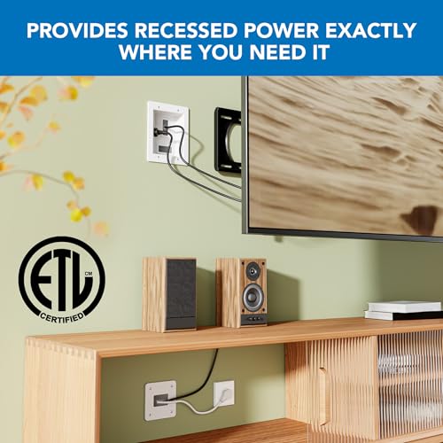 Mount-It! in-Wall TV Cable Management Kit with Recessed Power - Triple Outlet, 9ft Extension Cord and Hand Saw - Easy, Safe TV Outlet Wall Kit and TV Cable Hider Behind Wall - Thumbnail 3