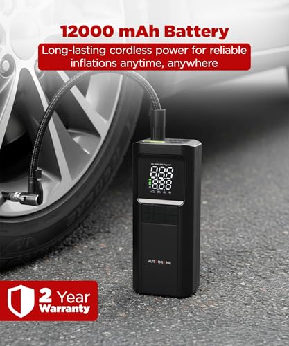 Image of AirMatrix W70 Pro Tyre Inflator 12000mAh Battery, Digital Gauge, Fast Inflation, Max 150 PSI Powerful Cordless Air Pump with Power Bank LED for Car, SUV, Trucks, Bike, Cycle & Sports Balls