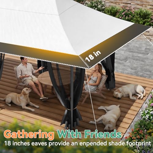 Image of COBIZI 12x20 Pop up Canopy Tent - Gazebo, Party Tents for Parties, Carpas para Fiestas, Large Outdoor Popup Patio Screened Gazebos, Shelter Tents with Net for Backyard, Commercial,Light Grey
