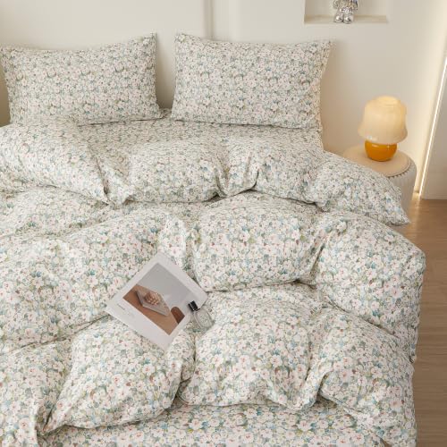 Image of LifeTB Cottagecore Flowers Comforter Set Twin XL Chic Floral Bedding Set | Vintage Coquette Botanical Comforter Lightweight Soft Bedding Farmhouse Twin XL Comforter with 2 Pillowcases